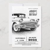 レトロクラシック カーの伝統的な自動車 招待状 (正面)