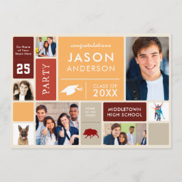 レトロクラスの写真及びスローガンを用いる卒業パーティー 招待状