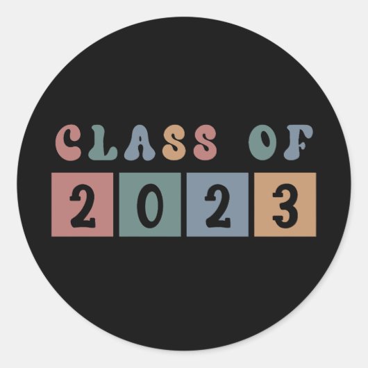 レトロクラス2023学校の大学の卒業ギフト ラウンドシール (正面)