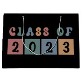 レトロクラス2023学校の大学の卒業ギフト ラージペーパーバッグ (正面)