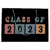 レトロクラス2023学校の大学の卒業ギフト ラージペーパーバッグ (裏面)