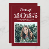 レトロクラス2024 Burgundy写真卒業 招待状 (正面/裏面)
