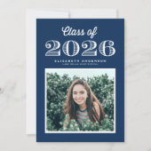レトロクラス2024 Navy Blue写真卒業 招待状 (正面)