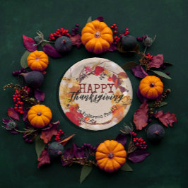 レトロクラフトの秋リース ファミリーフォト Thanksgiving ペーパープレート