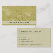 レトロクラフトベージュイエローヴィンテージワールドマップ 名刺 (正面/裏面)