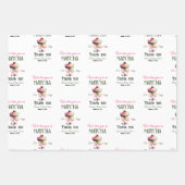 レトロクラブピンクボウ愛あなた抹茶ベビーシャワー ラッピングペーパーシート (正面)