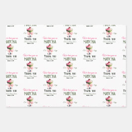 レトロクラブピンクボウ愛あなた抹茶ベビーシャワー ラッピングペーパーシート