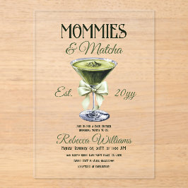 レトロクラブモミミーアンドマチャボウベビーシャワー アクリル招待状