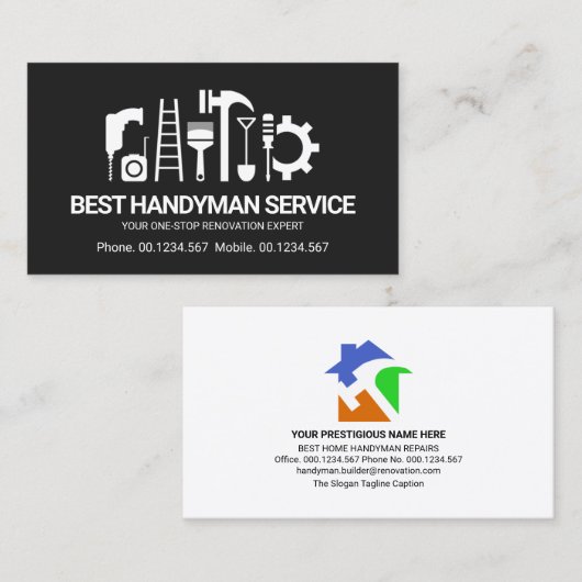 レトロクリエイティブのツールをモチーフ、奇数ジョブ 名刺 (正面/裏面)