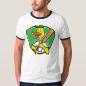 レトロクリケット漫画ダック Tシャツ (正面)