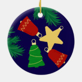 レトロクリスマスあなたの写真 セラミックオーナメント (裏面)