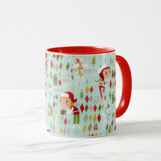 レトロクリスマスおもしろいコーヒー/ティーギフトマグカップ マグカップ (正面右)