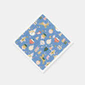 レトロクリスマスかわいいオーナメントブルー スタンダードカクテルナプキン (角)