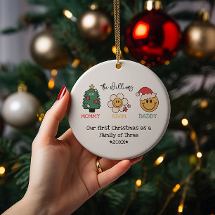 レトロクリスマスかわいいパーソナライズされた写真 セラミックオーナメント