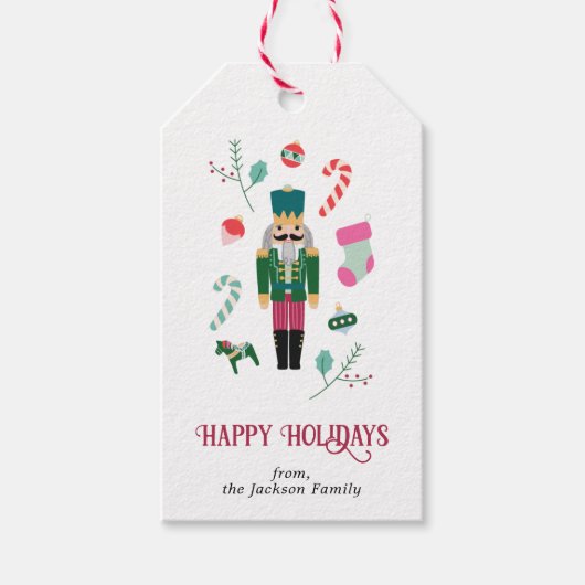 レトロクリスマスくるみ割りヴィンテージ休日 ギフトタグ (正面)