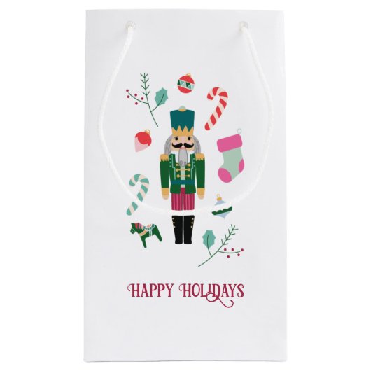 レトロクリスマスくるみ割りヴィンテージ休日 スモールペーパーバッグ (裏面)