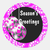 レトロクリスマスのビジネス家族のパーソナライズ ラウンドシール (正面)