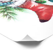 レトロクリスマスの子猫と赤いストッキングウォールアート フォトプリント            (角)