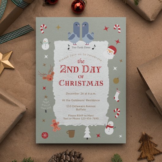 レトロクリスマスの第2日目の遅れたクリスマスパーティー 招待状