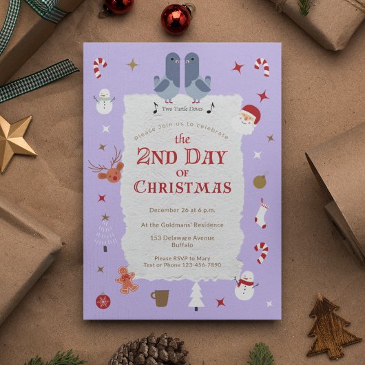 レトロクリスマスの第2日目の遅れたクリスマスパーティー 招待状