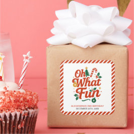レトロクリスマスの誕生日おめでとう スクエアシール