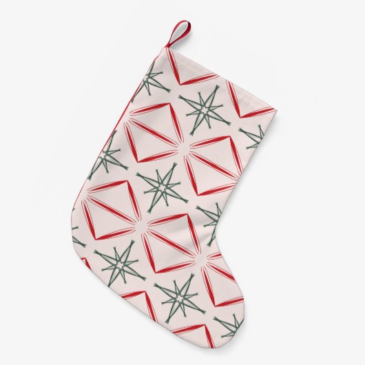 レトロクリスマスの1世紀半ばの途切れない6のパターン スモールクリスマスストッキング (正面 (吊り時))