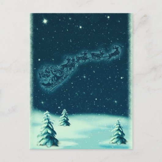 レトロクリスマスイブサンタトナディースライホリデイ ポストカード (正面)