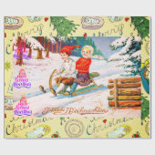 レトロクリスマスイラストレーションIWrapping紙 ラッピングペーパー (フラット)