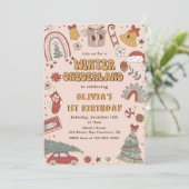 レトロクリスマスウィンターオネダーランドファースト誕生日 招待状 (スタンド正面)