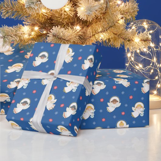 レトロクリスマスエンジェルラッピング紙 ラッピングペーパー (クリスマス)