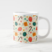 レトロクリスマスオーナメントとギフトパターン ジャンボコーヒーマグカップ (右)