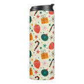 レトロクリスマスオーナメントとギフトパターン タンブラー (回転左)