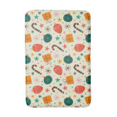 レトロクリスマスオーナメントとギフトパターン バスマット (正面縦)