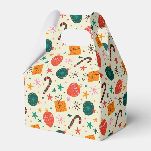 レトロクリスマスオーナメントとギフトパターン フェイバーボックス (裏面サイド)