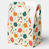 レトロクリスマスオーナメントとギフトパターン フェイバーボックス (オープン)