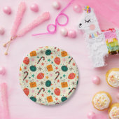 レトロクリスマスオーナメントとギフトパターン ペーパープレート (パーティー)