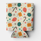 レトロクリスマスオーナメントとギフトパターン 缶クーラー (正面)