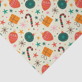 レトロクリスマスオーナメントとギフトパターン 薄葉紙 (詳細)