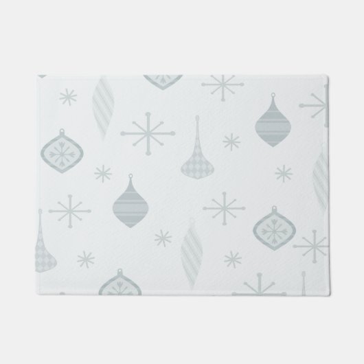 レトロクリスマスオーナメントシルバー ドアマット (正面)