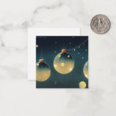 レトロクリスマスオーナメントスクリーンプリントスタイル ノートカード (正面/裏面インサイチュ)