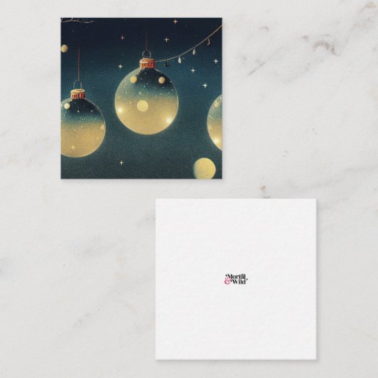 レトロクリスマスオーナメントスクリーンプリントスタイル ノートカード (正面/裏面)