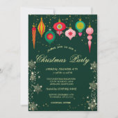 レトロクリスマスオーナメントスノーフレークスクリスマス 招待状 (正面)