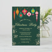 レトロクリスマスオーナメントスノーフレークスクリスマス 招待状 (スタンド正面)