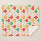 レトロクリスマスオーナメントパターン シェルパブランケット (正面(横))