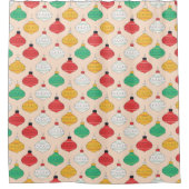 レトロクリスマスオーナメントパターン シャワーカーテン (正面)