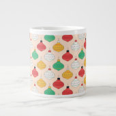 レトロクリスマスオーナメントパターン ジャンボコーヒーマグカップ (正面)