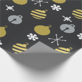 レトロクリスマスオーナメントブラック金ゴールド ラッピングペーパー (角)