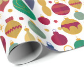 レトロクリスマスオーナメントホリデイ ラッピングペーパー (ロールコーナー)