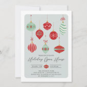 レトロクリスマスオーナメントホリデーオープンハウス 招待状 (正面)