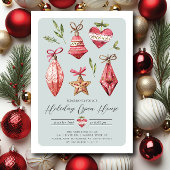 レトロクリスマスオーナメントホリデーオープンハウス 招待状